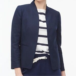 J Crew Factory Broadway blazer in stretch linen blend navy AW662 plus size 14